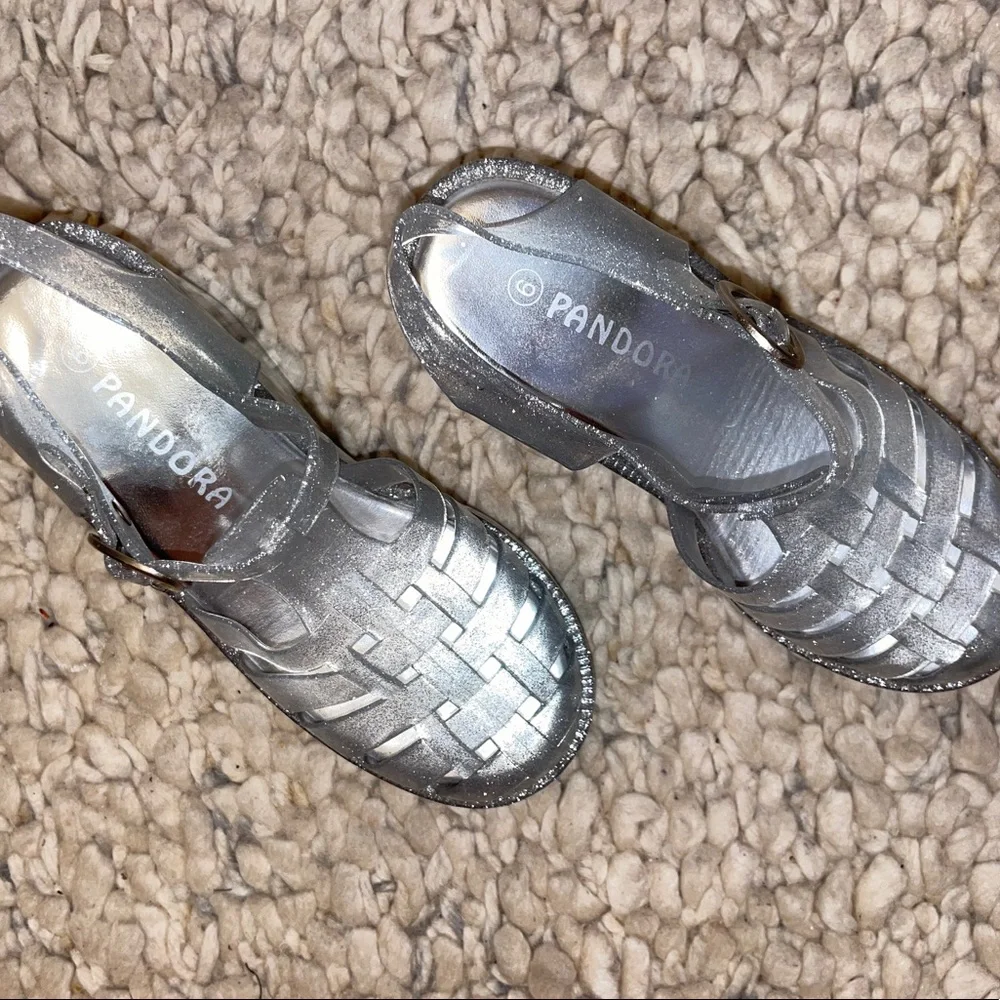 Pandora Silver Glitter Platform Sandals